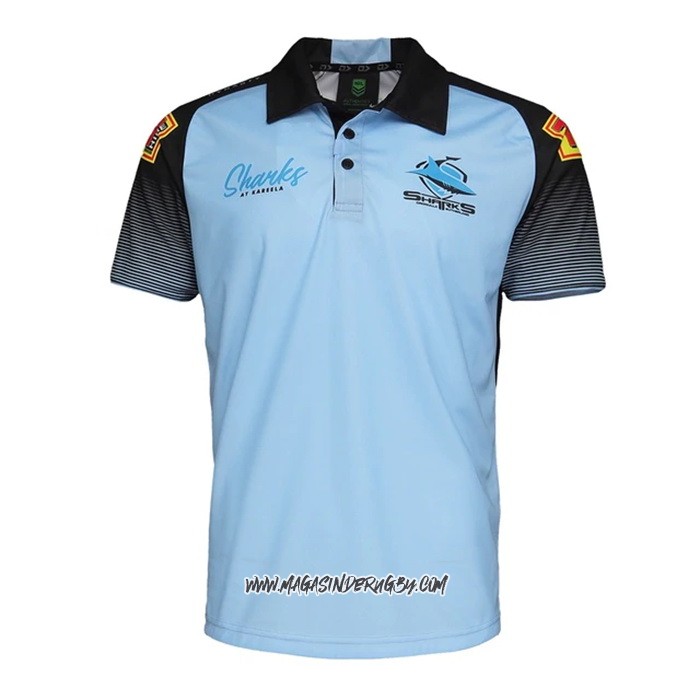 Maillot Polo Cronulla Sutherland Sharks Rugby 2021 Azur